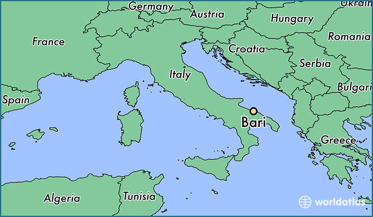 map showing the location of Bari