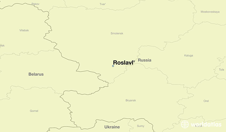 map showing the location of Roslavl'