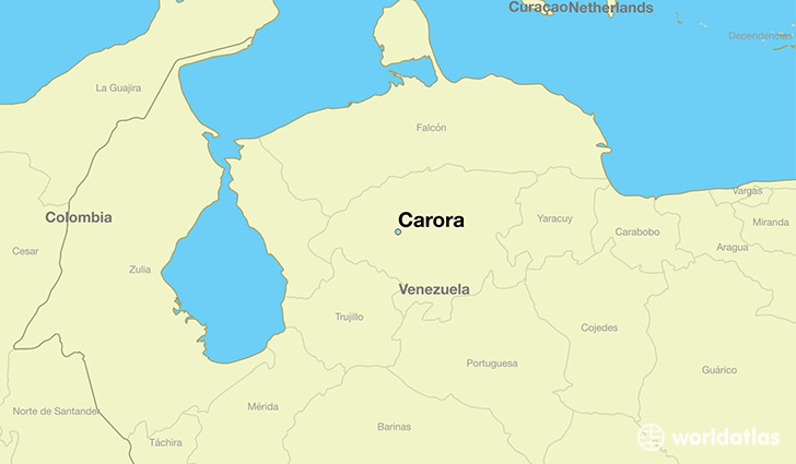 map showing the location of Carora