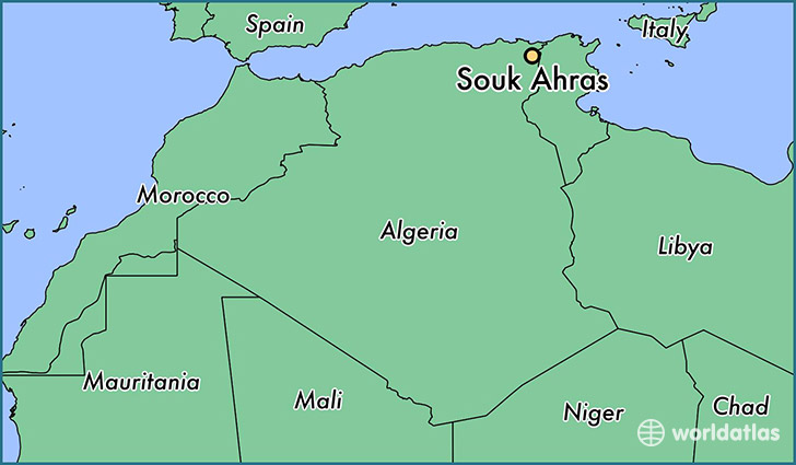 map showing the location of Souk Ahras