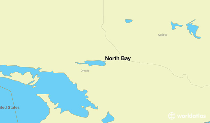 map showing the location of North Bay