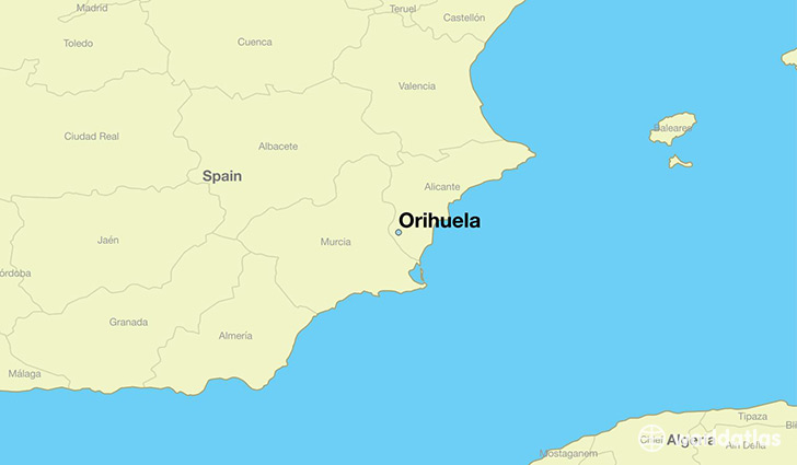 map showing the location of Orihuela