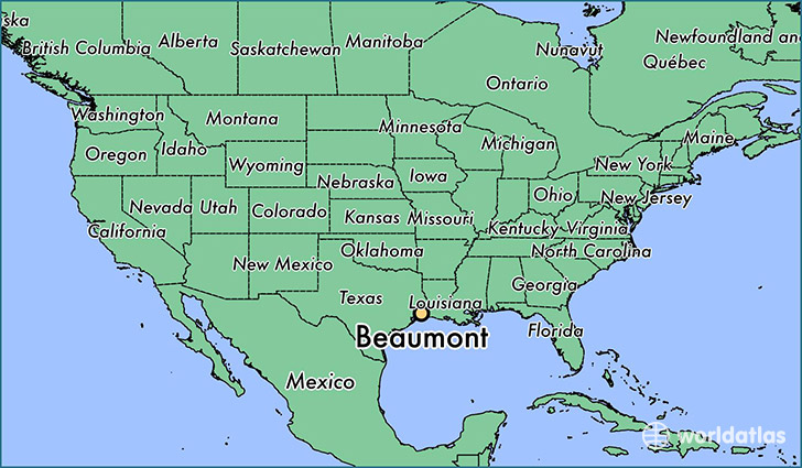map showing the location of Beaumont