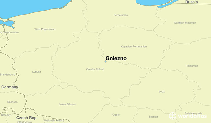 map showing the location of Gniezno