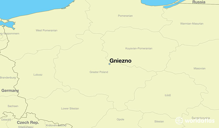 map showing the location of Gniezno