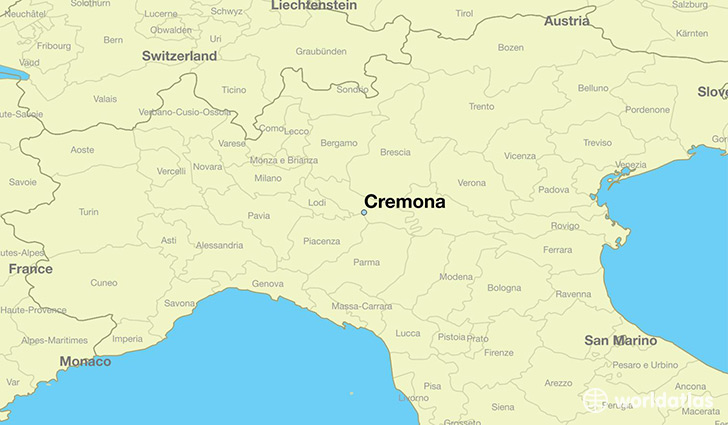 map showing the location of Cremona