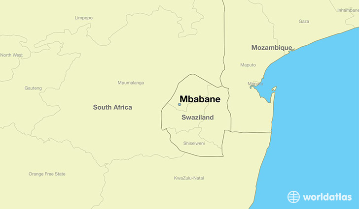 map showing the location of Mbabane