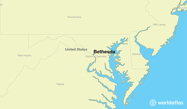 map showing the location of Bethesda