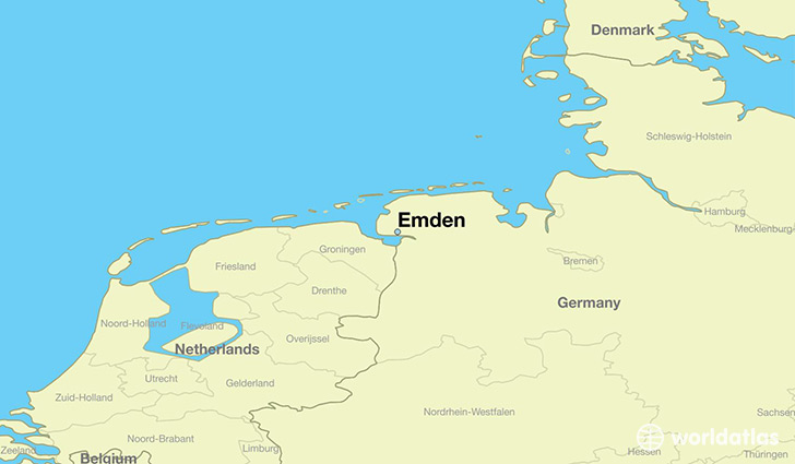 map showing the location of Emden