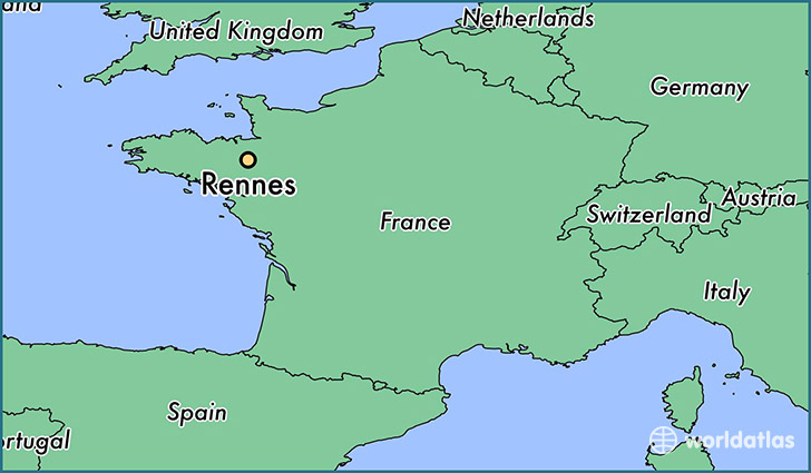 map showing the location of Rennes