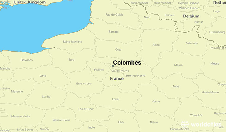 map showing the location of Colombes