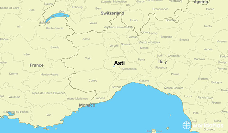 map showing the location of Asti