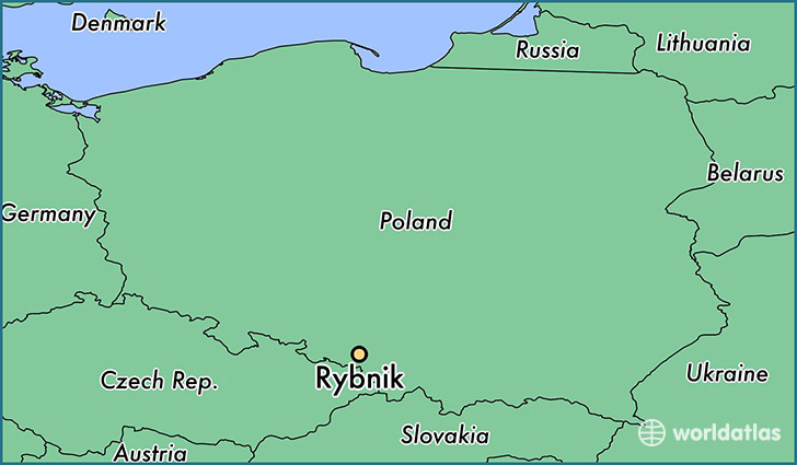 map showing the location of Rybnik