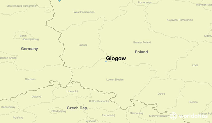 map showing the location of Glogow