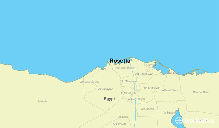 map showing the location of Rosetta