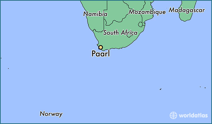 map showing the location of Paarl