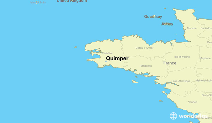 map showing the location of Quimper