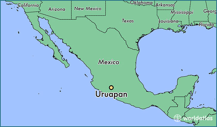 map showing the location of Uruapan