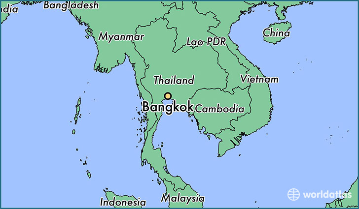 map showing the location of Bangkok