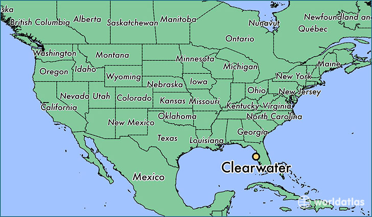 map showing the location of Clearwater
