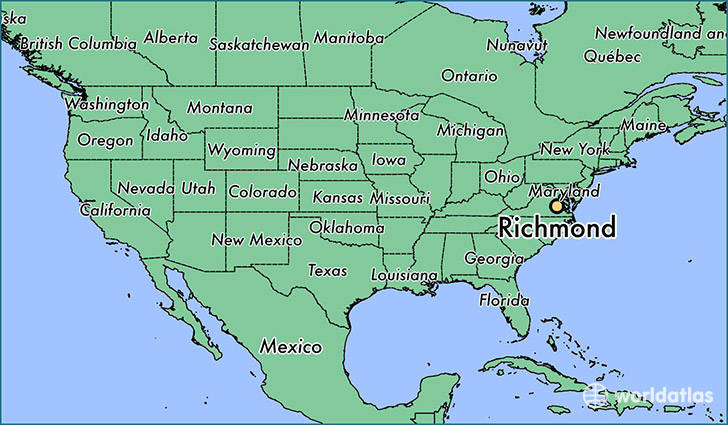 map showing the location of Richmond