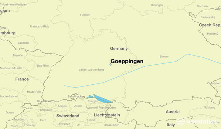 map showing the location of Goeppingen