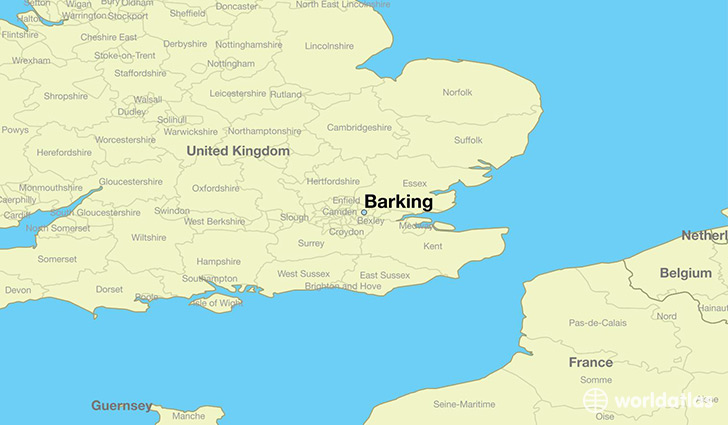 map showing the location of Barking