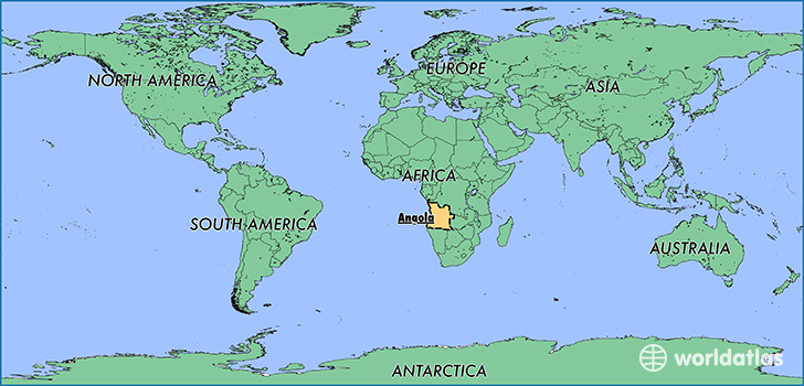 map showing the location of Angola