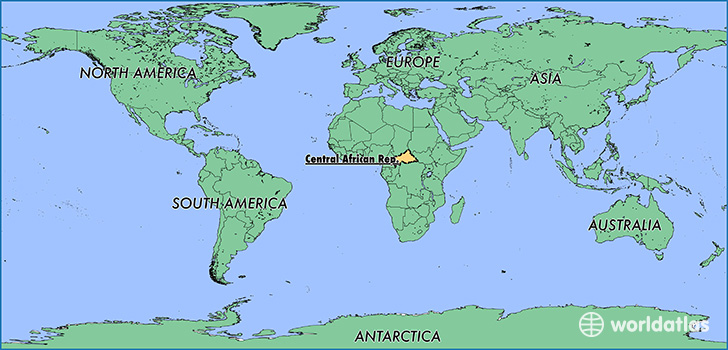 map showing the location of The Central African Republic