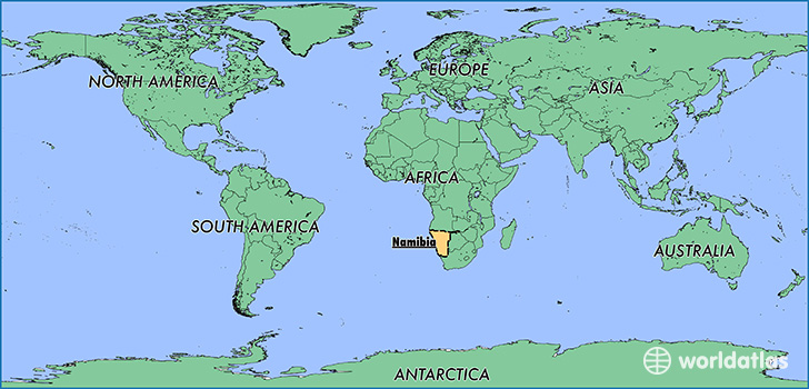 map showing the location of Namibia