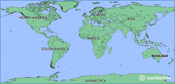 map showing the location of Norfolk Island