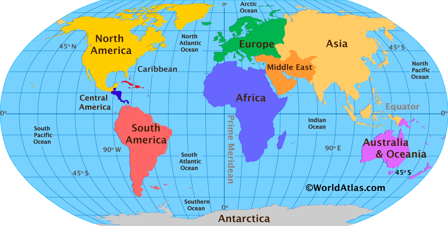 Map Of The World Continents Labeled