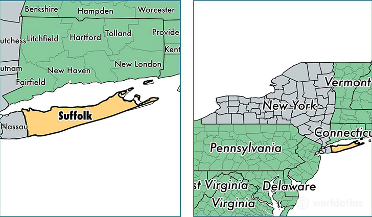location of Suffolk county on a map