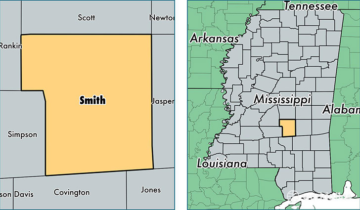 location of Smith county on a map