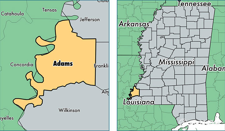 location of Adams county on a map