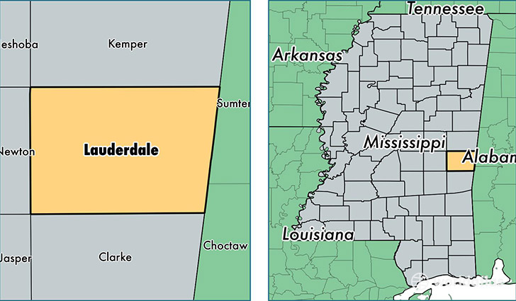 location of Lauderdale county on a map