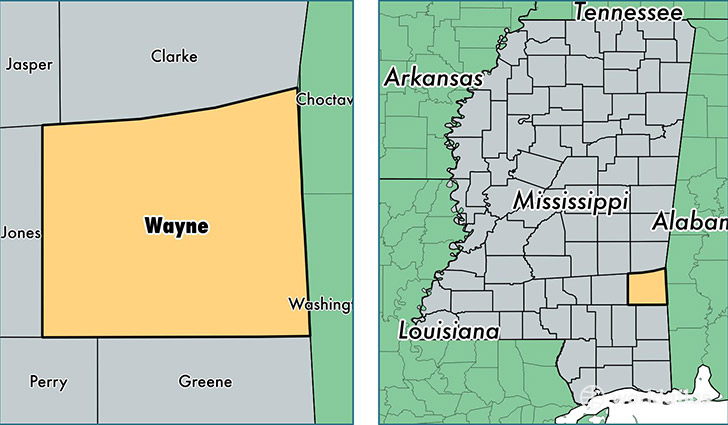 location of Wayne county on a map