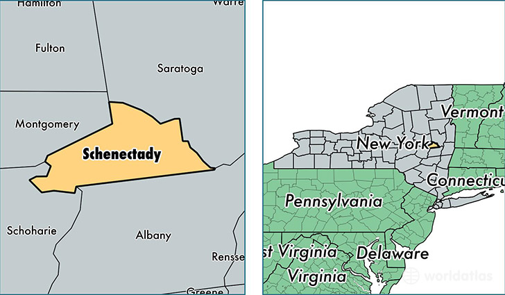 location of Schenectady county on a map