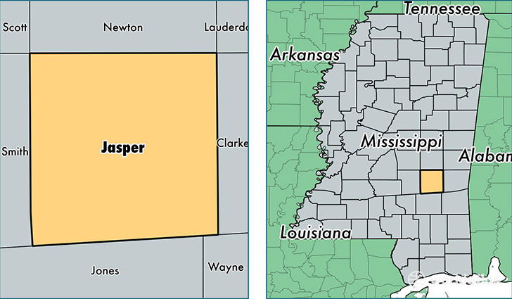 location of Jasper county on a map