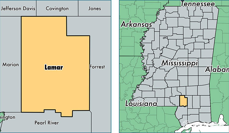 location of Lamar county on a map