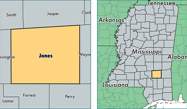 location of Jones county on a map