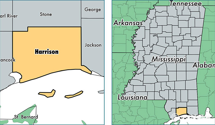 location of Harrison county on a map