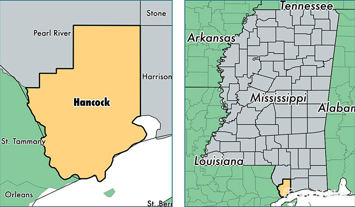 location of Hancock county on a map