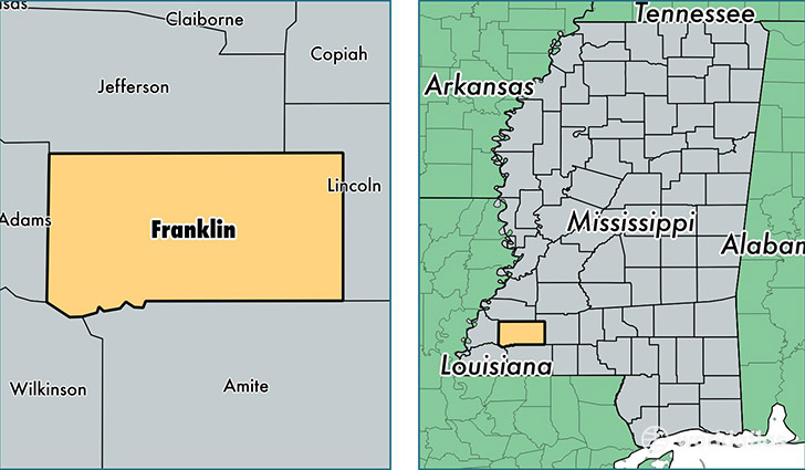 location of Franklin county on a map