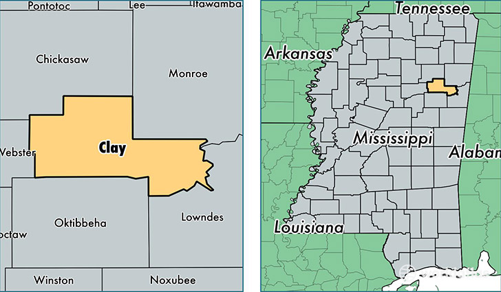 location of Clay county on a map