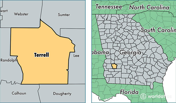 location of Terrell county on a map