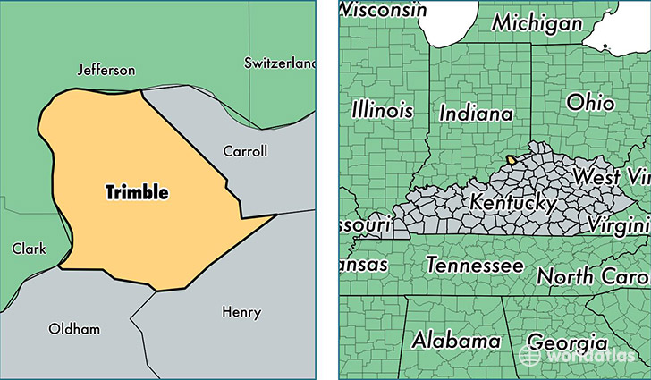 location of Trimble county on a map