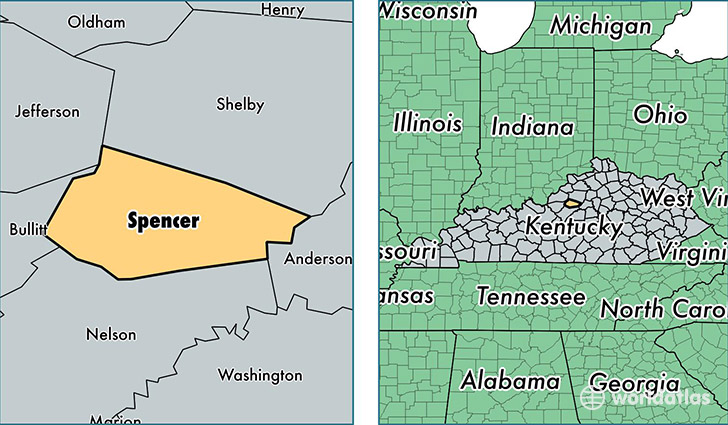 location of Spencer county on a map