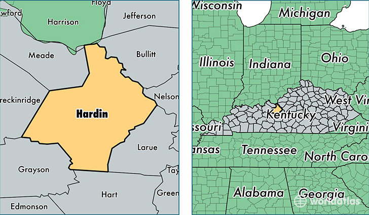 location of Hardin county on a map