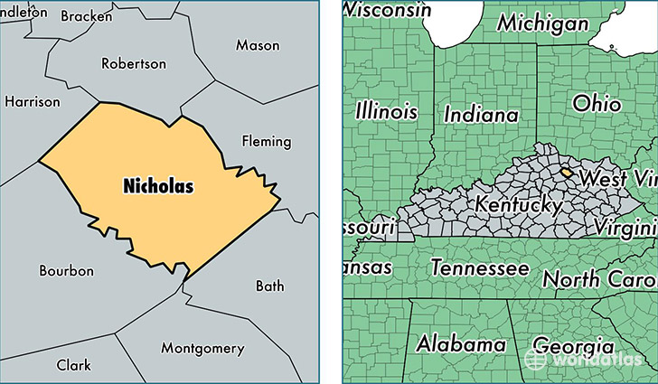 location of Nicholas county on a map